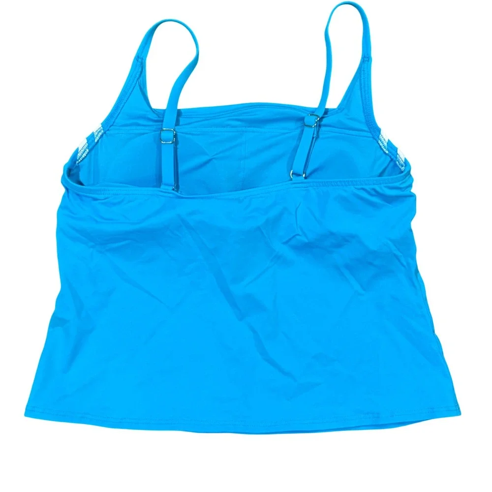 Lands End Tankini Swim Top‎ Blue Striped Adjustable Straps Size M